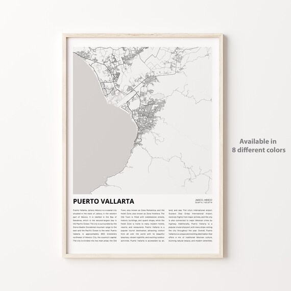 Puerto Vallarta Mexico Minimalist Coastal City Street Map Poster
