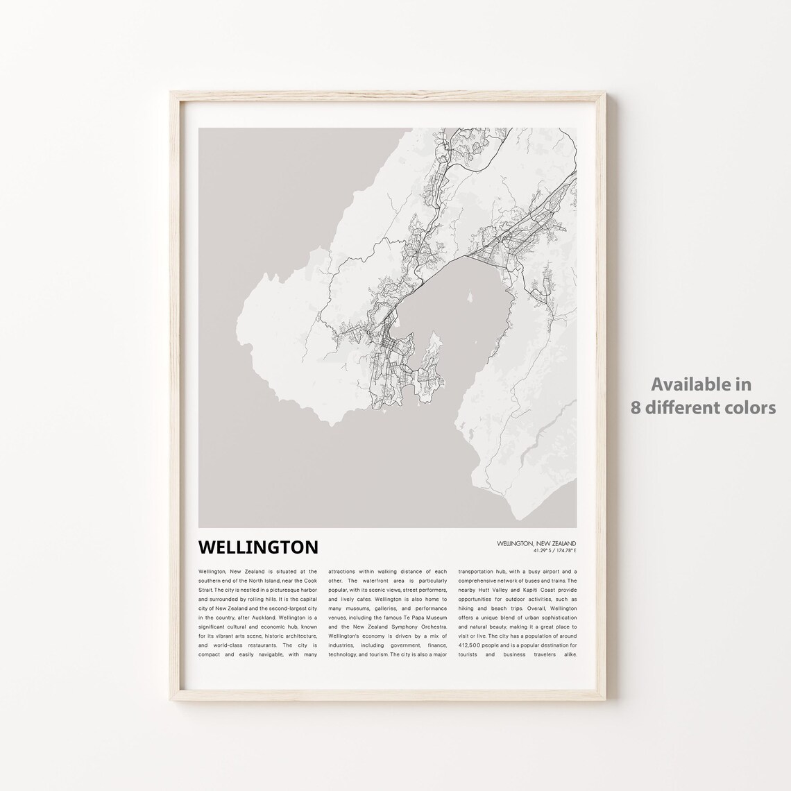 Wellington New Zealand City Street Map Minimalist Travel Art Poster