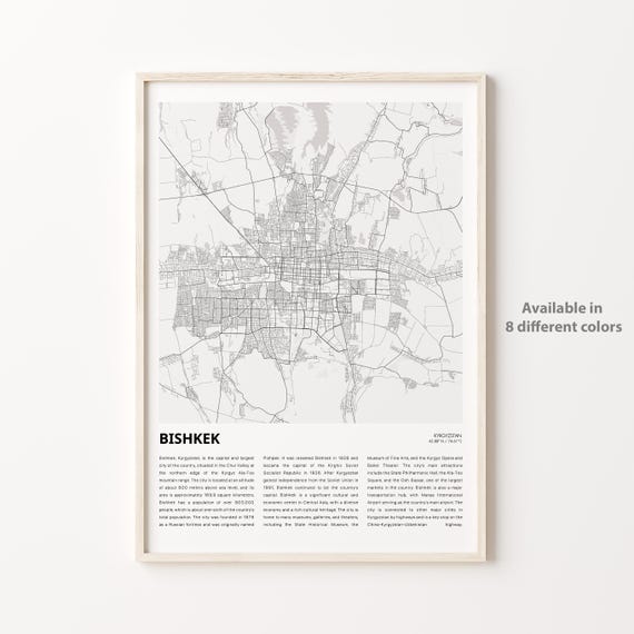 Bishkek Map Print Travel Wall Decor Art Housewarming Gift