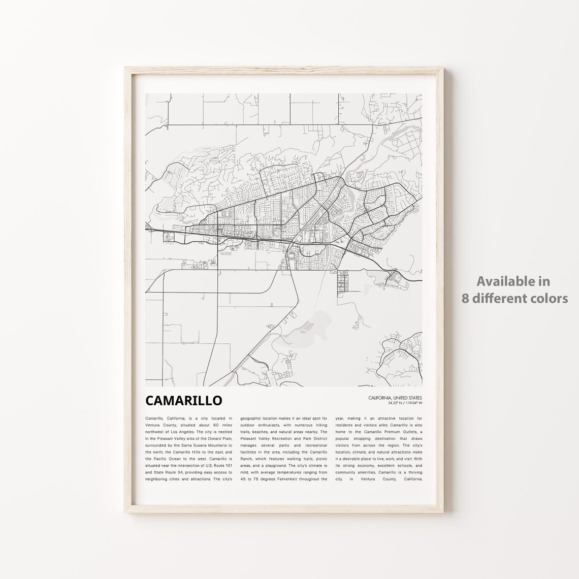 Camarillo Map Print Travel Wall Decor Art Housewarming Gift