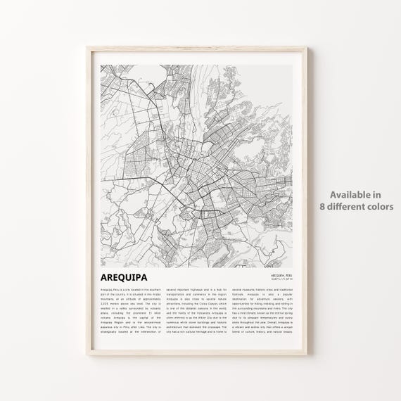 Arequipa Map Print Travel Wall Decor Art Housewarming Gift
