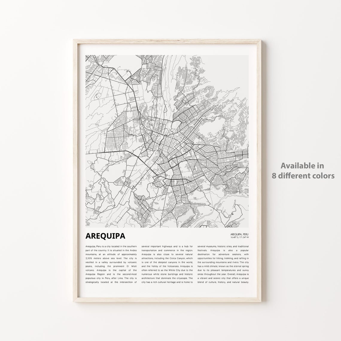 Arequipa Map Print Travel Wall Decor Art Housewarming Gift