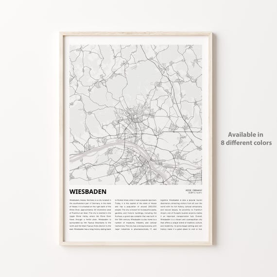Wiesbaden Minimalist City Map Wall Decor Hesse Germany Poster