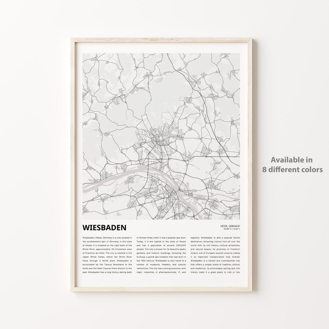 Wiesbaden Minimalist City Map Wall Decor Hesse Germany Poster