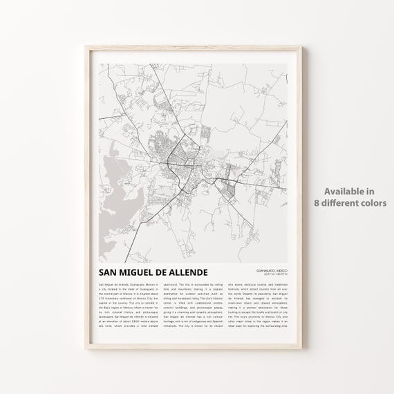 San Miguel De Allende Minimalist City Map Travel Wall Decor Poster