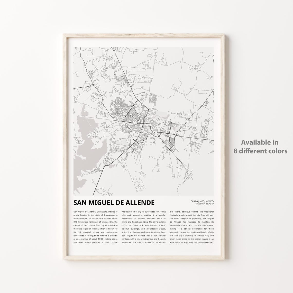 San Miguel De Allende Minimalist City Map Travel Wall Decor Poster