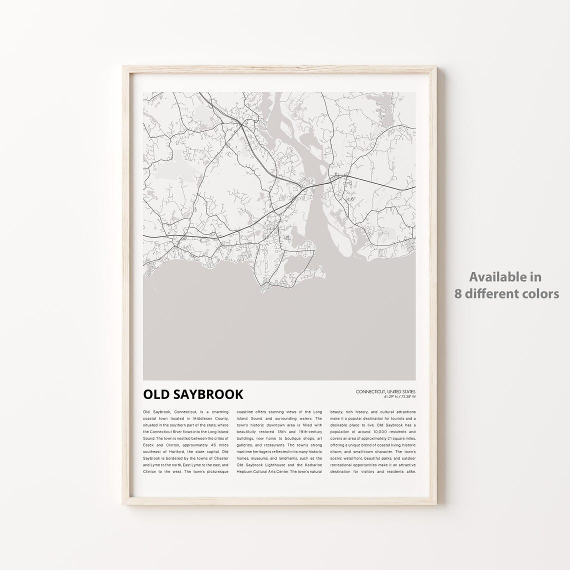 Old Saybrook Connecticut Minimalist Coastal City Map Travel Poster