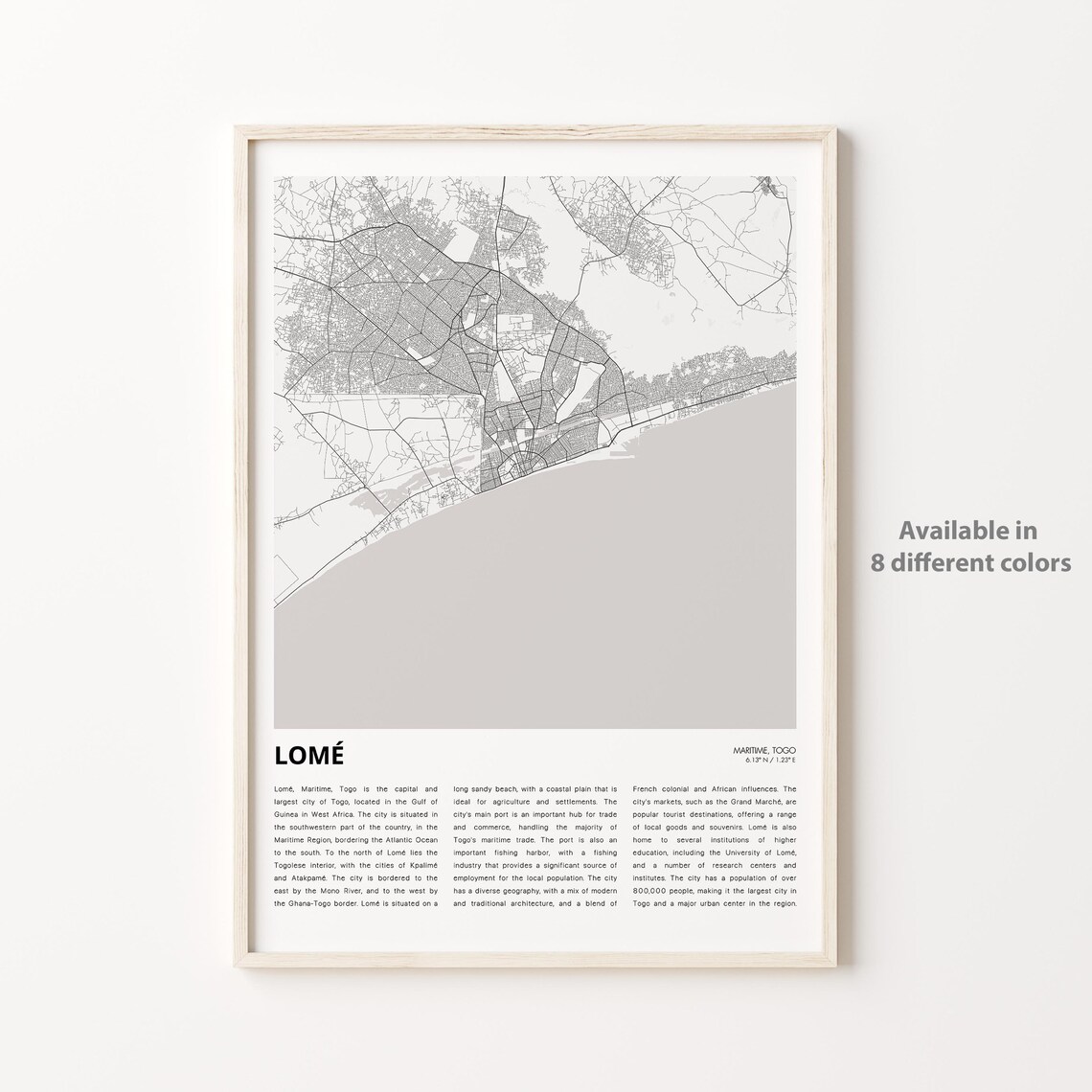 Lome Togo Africa Minimalist Street Map Line Art City Travel Poster