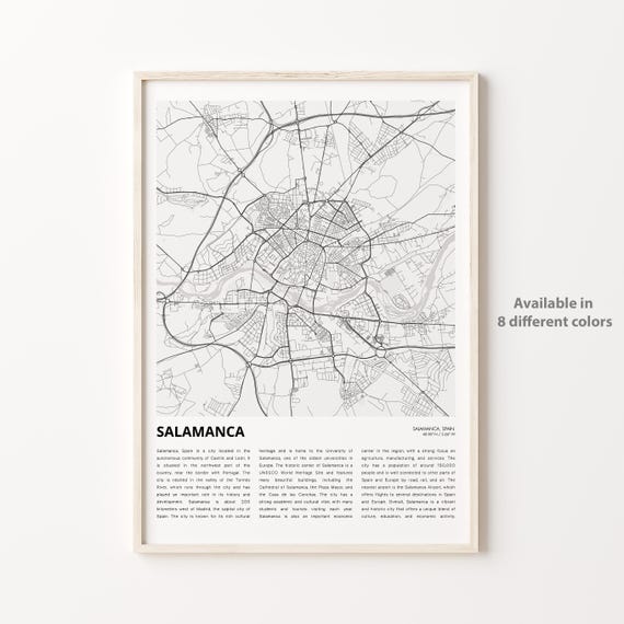 Salamanca Spain Minimalist City Map Street Art Travel Poster