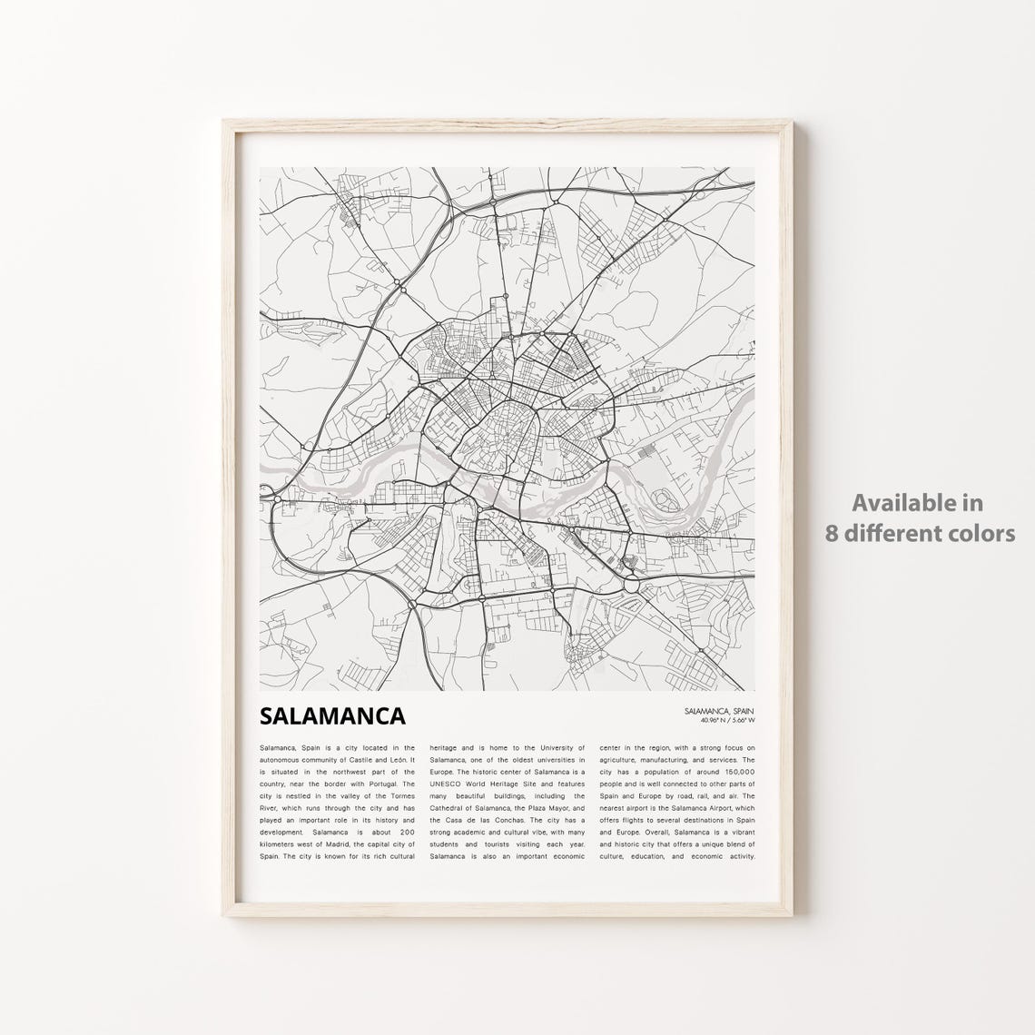 Salamanca Spain Minimalist City Map Street Art Travel Poster