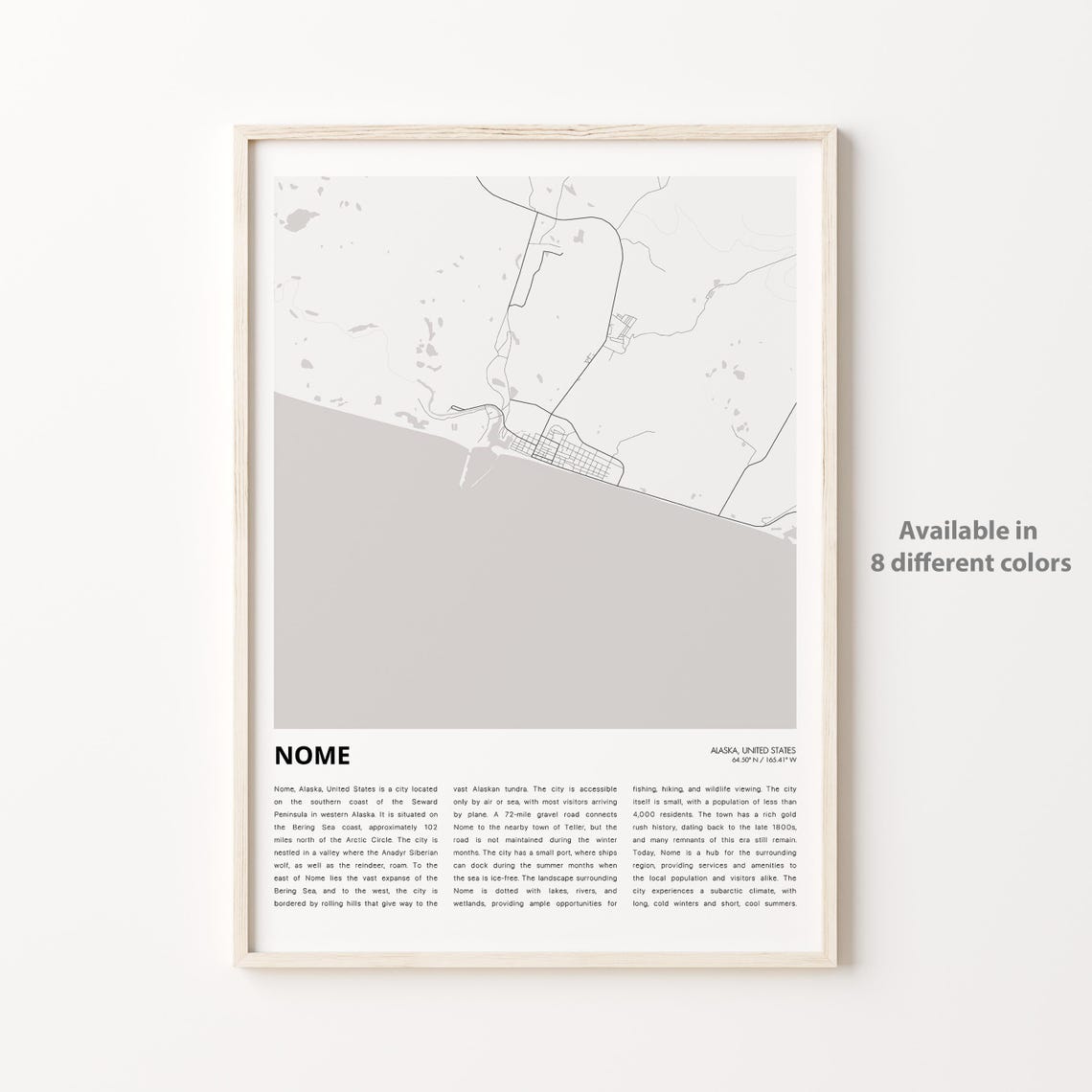Nome Alaska USA Minimalist Black and White Arctic City Map Poster
