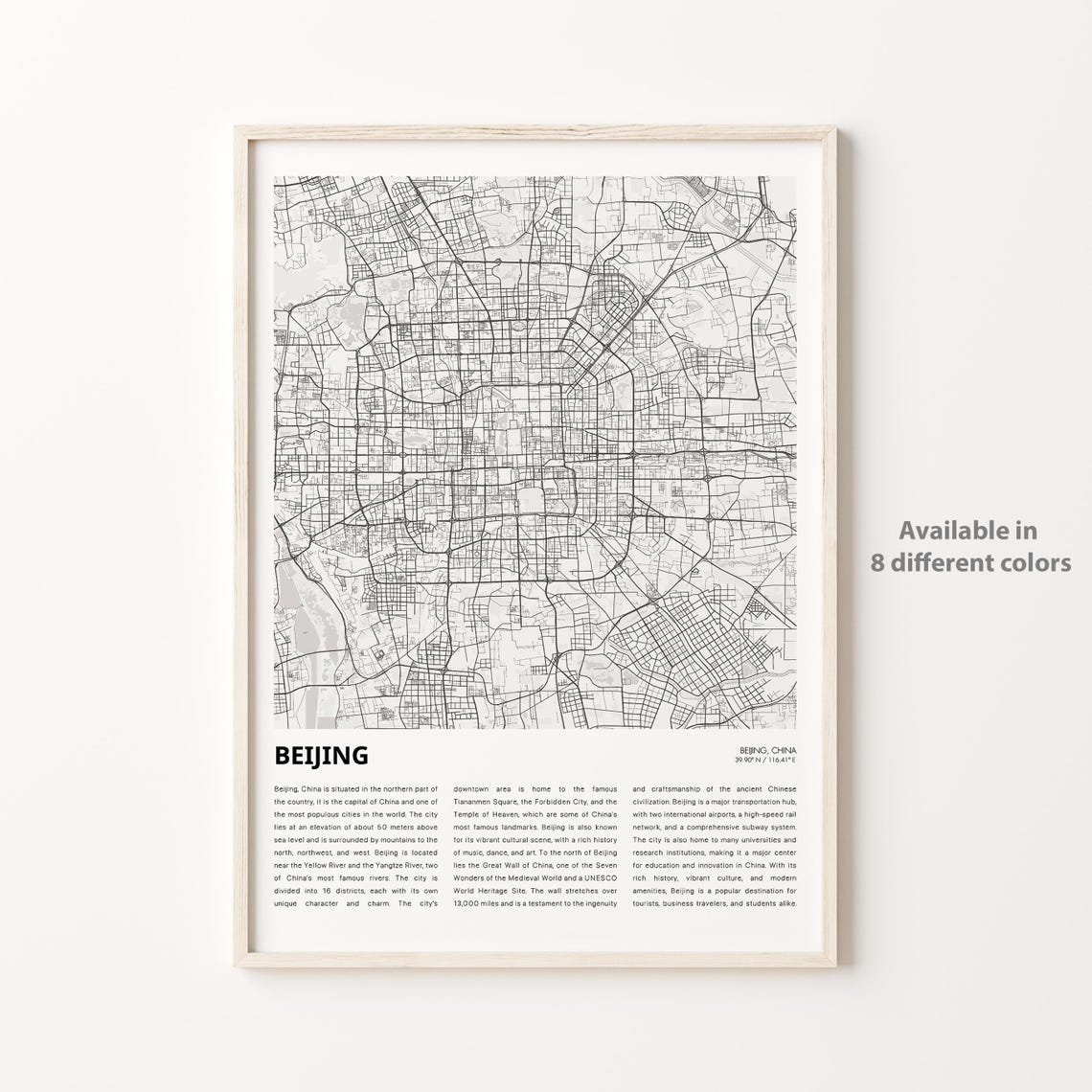 Beijing Map Print Travel Wall Decor Art Housewarming Gift Personalized Poster