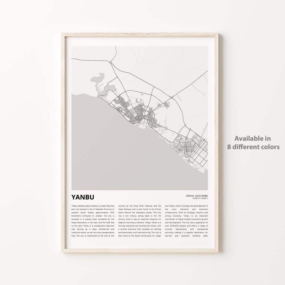 Yanbu Map Print Travel Wall Decor Art Medina Housewarming Gift