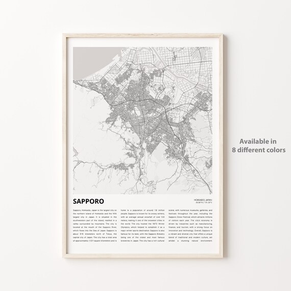 Sapporo Hokkaido Japan Snowy City Minimalist Street Map Travel Poster