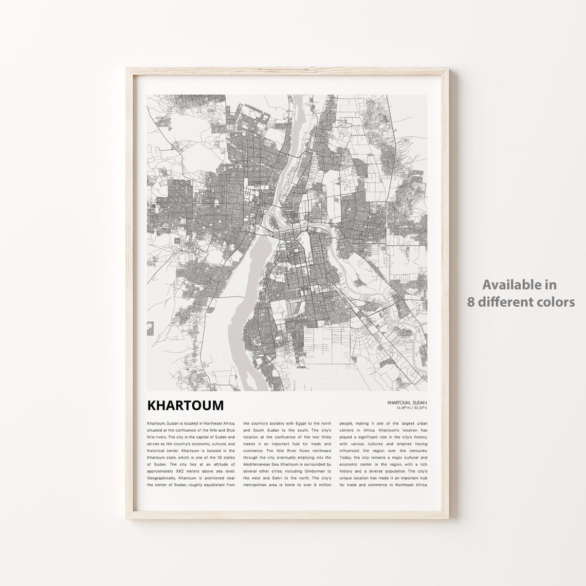 Khartoum Map Print Travel Wall Decor Art Housewarming Gift