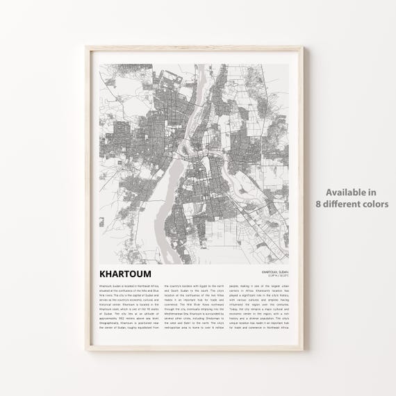 Khartoum Map Print Travel Wall Decor Art Housewarming Gift