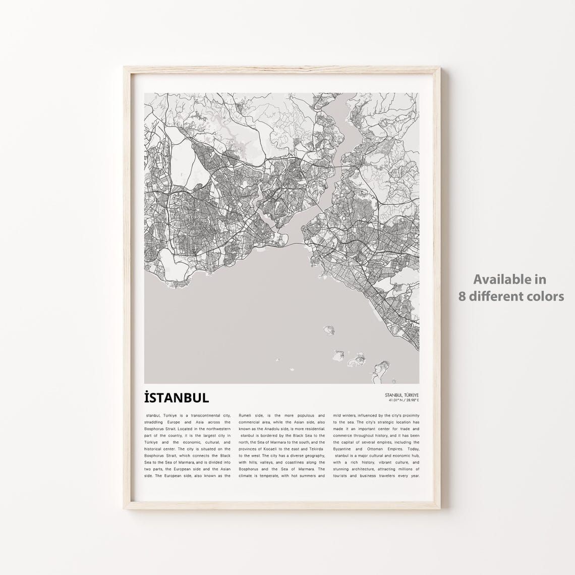 Istanbul Map Print Travel Wall Decor Art Housewarming Gift