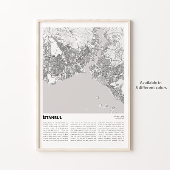 Istanbul Map Print Travel Wall Decor Art Housewarming Gift
