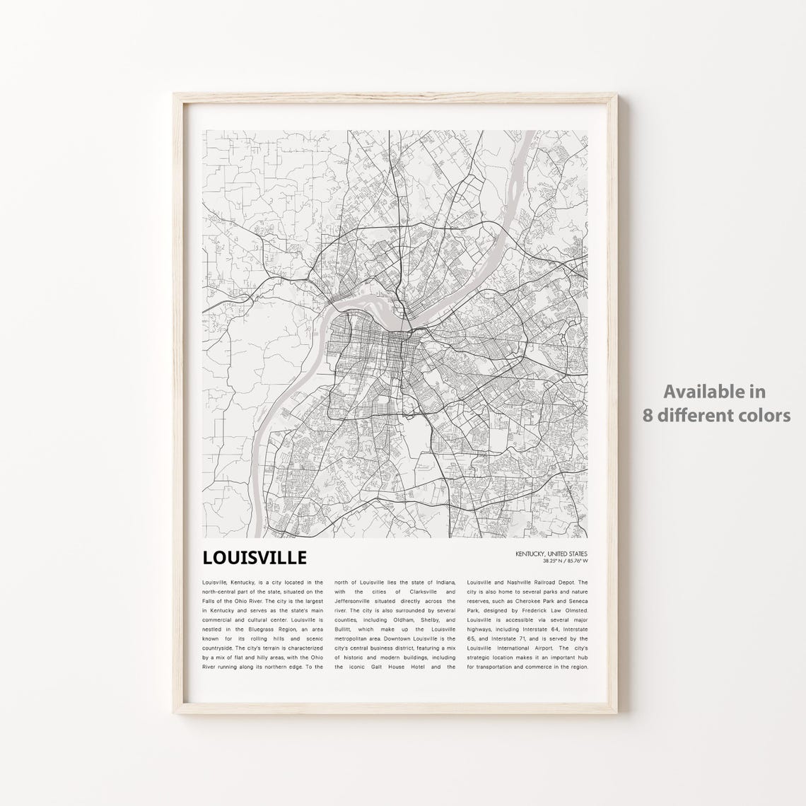 Louisville Map Print Travel Wall Decor Art Kentucky Housewarming Gift