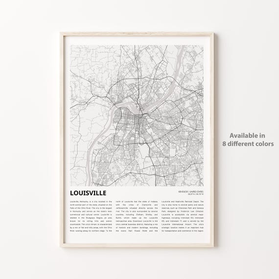 Louisville Map Print Travel Wall Decor Art Kentucky Housewarming Gift