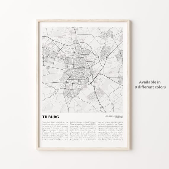 Tilburg Netherlands Minimalist City Street Map Line Art Decor Poster