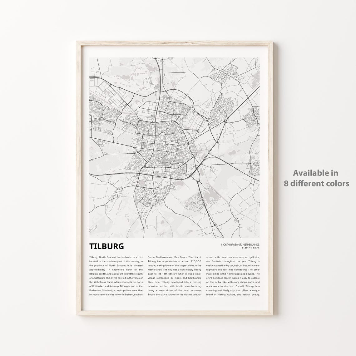 Tilburg Netherlands Minimalist City Street Map Line Art Decor Poster