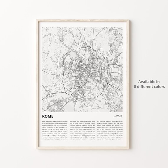 Rome Italy Minimalist City Map Poster With Coordinates And Region Detail