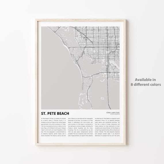 St. Pete Beach Florida Minimalist Map Poster With Coordinates And Region Detail