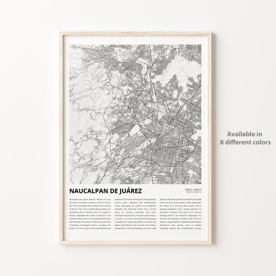 Naucalpan De Jurez Map Print Travel Wall Decor Art Mexico
