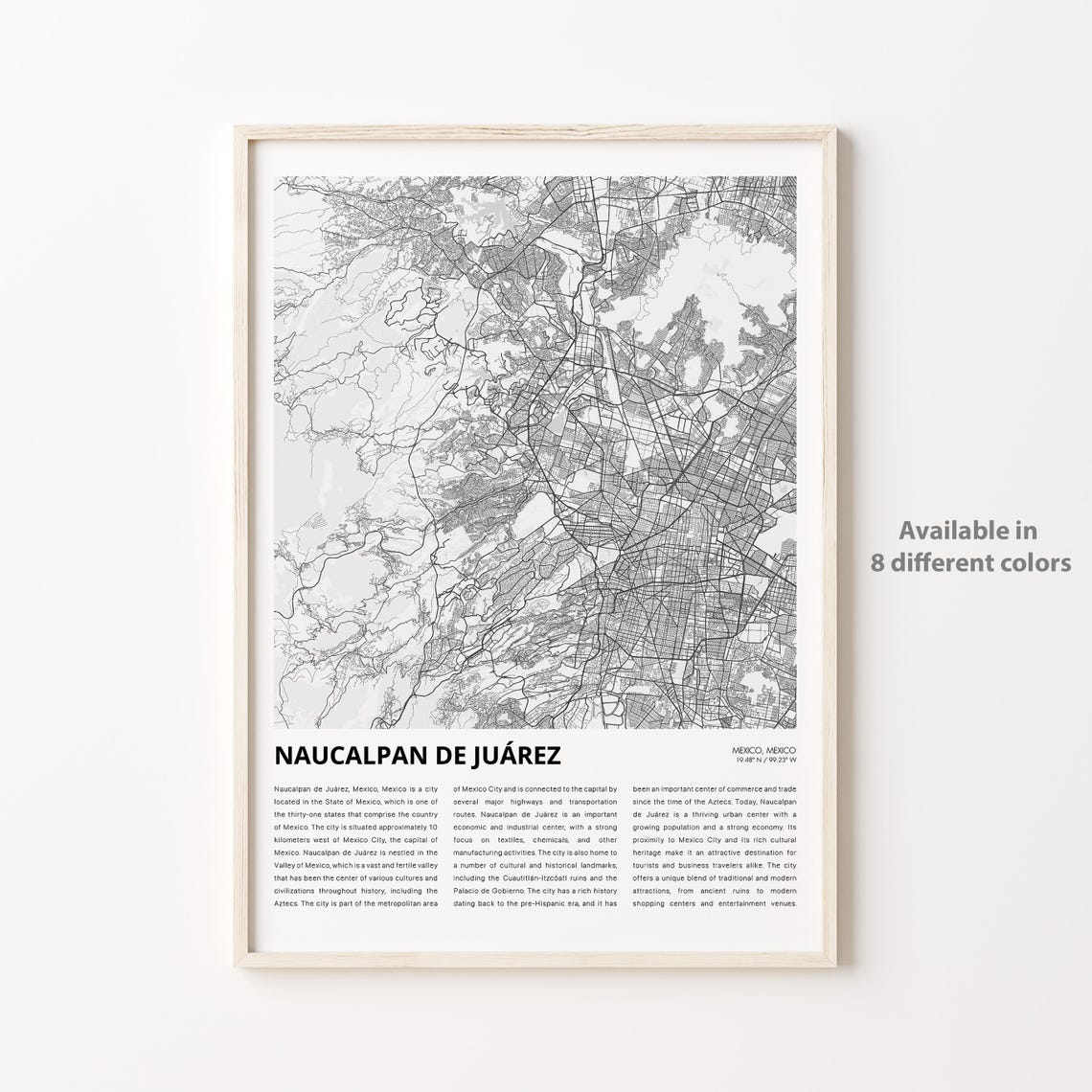 Naucalpan de Juárez Mexico City Street Map Minimalist Travel Poster