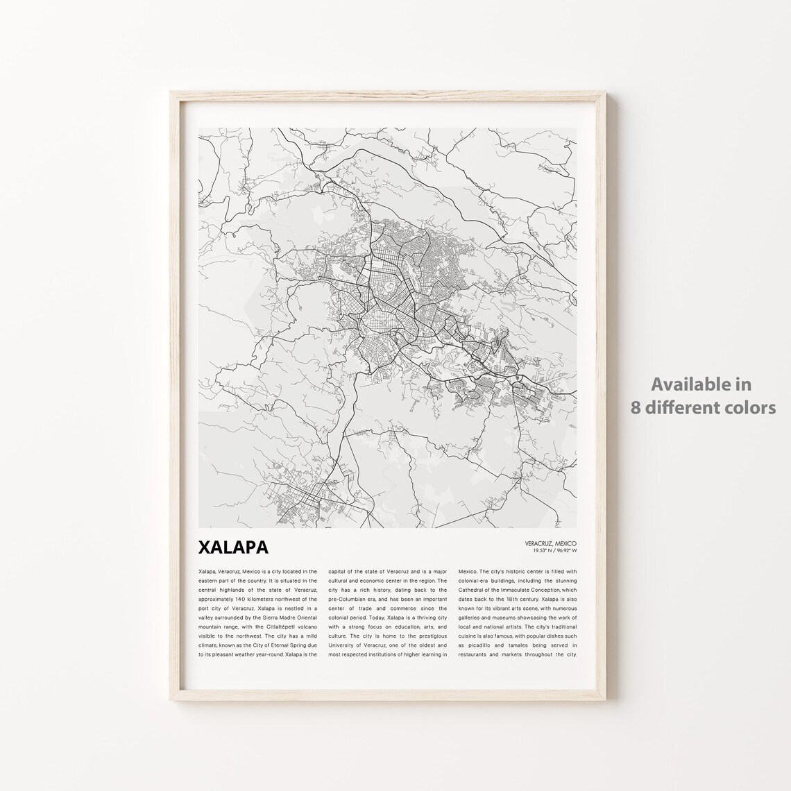 Xalapa Mexico Minimalist City Map Travel Poster For Home Decor