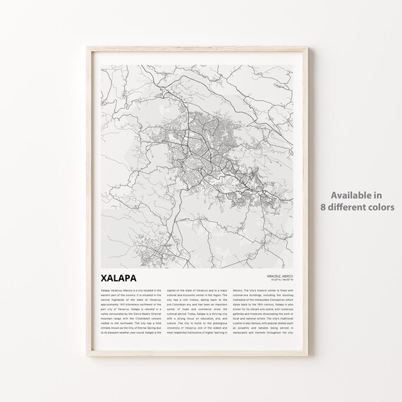 Xalapa Mexico Minimalist City Map Travel Poster For Home Decor