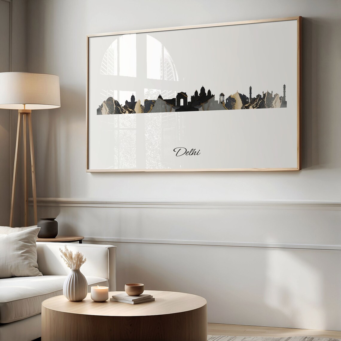 Delhi Skyline Art Print, Gold Cityscape Wall Art - Image 2