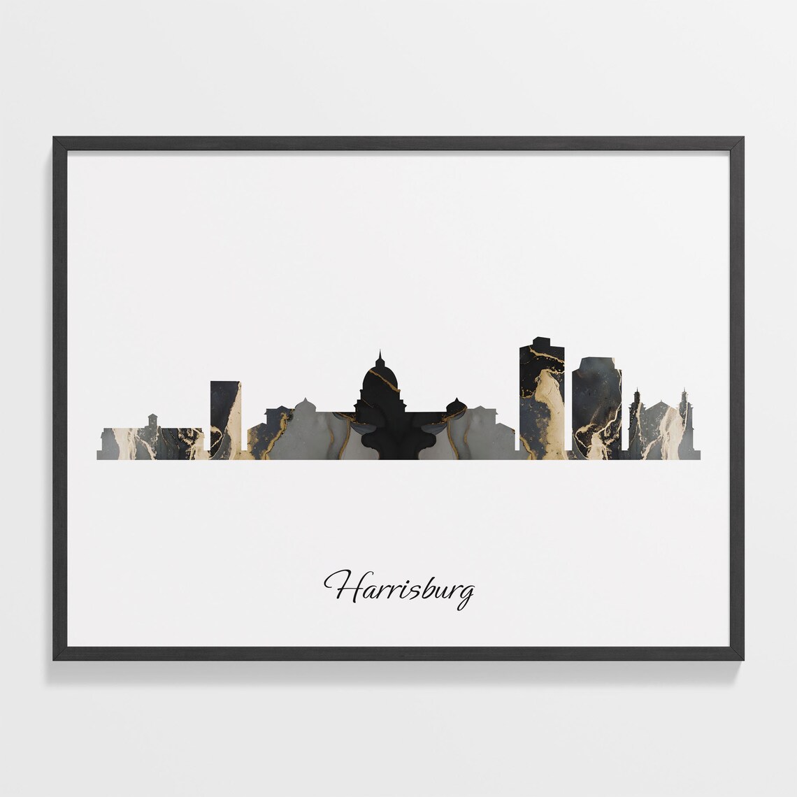 Harrisburg Skyline Print, Marble Cityscape Art Print