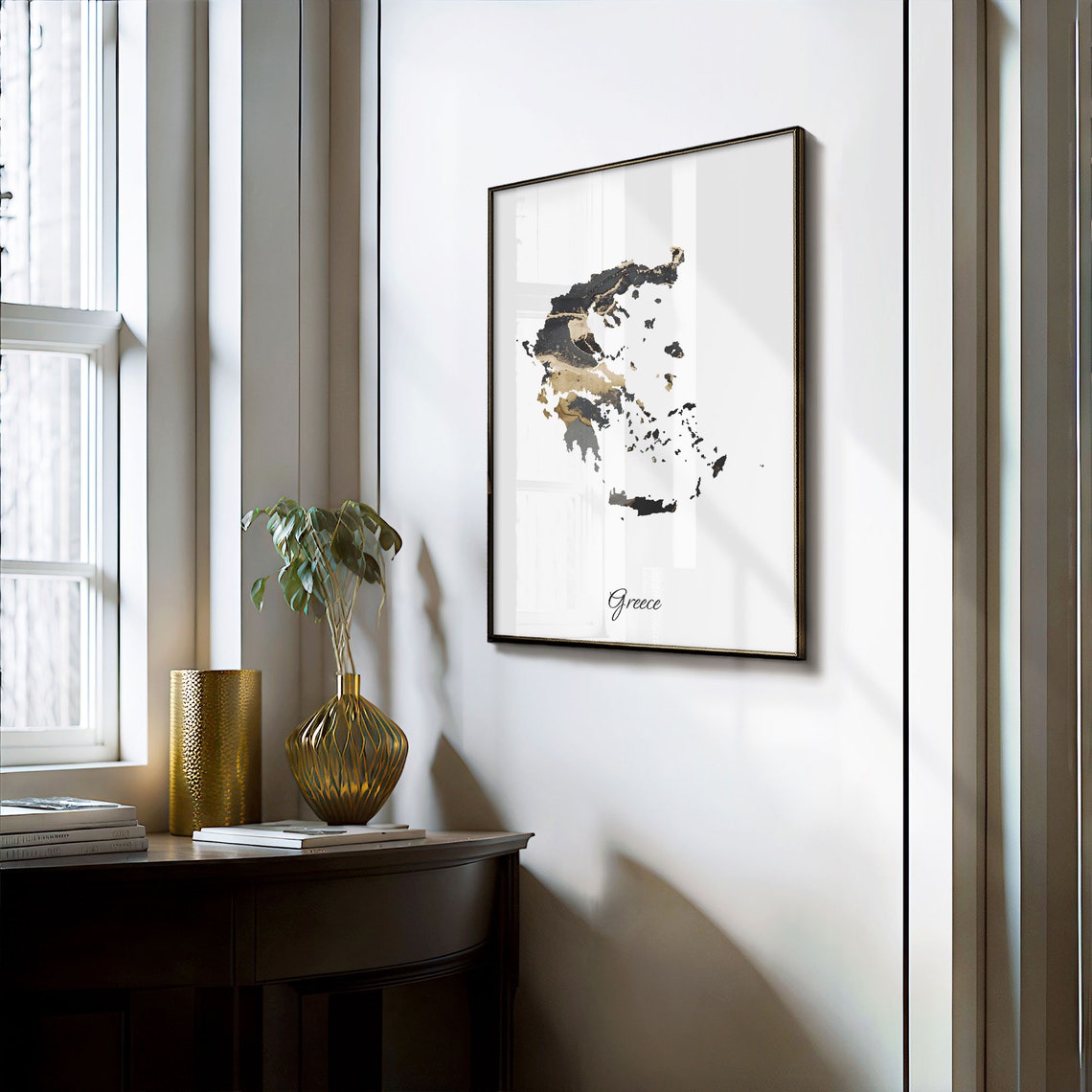 Greece Black and Gold Marble Country Map Elegant Decor Poster - Image 3