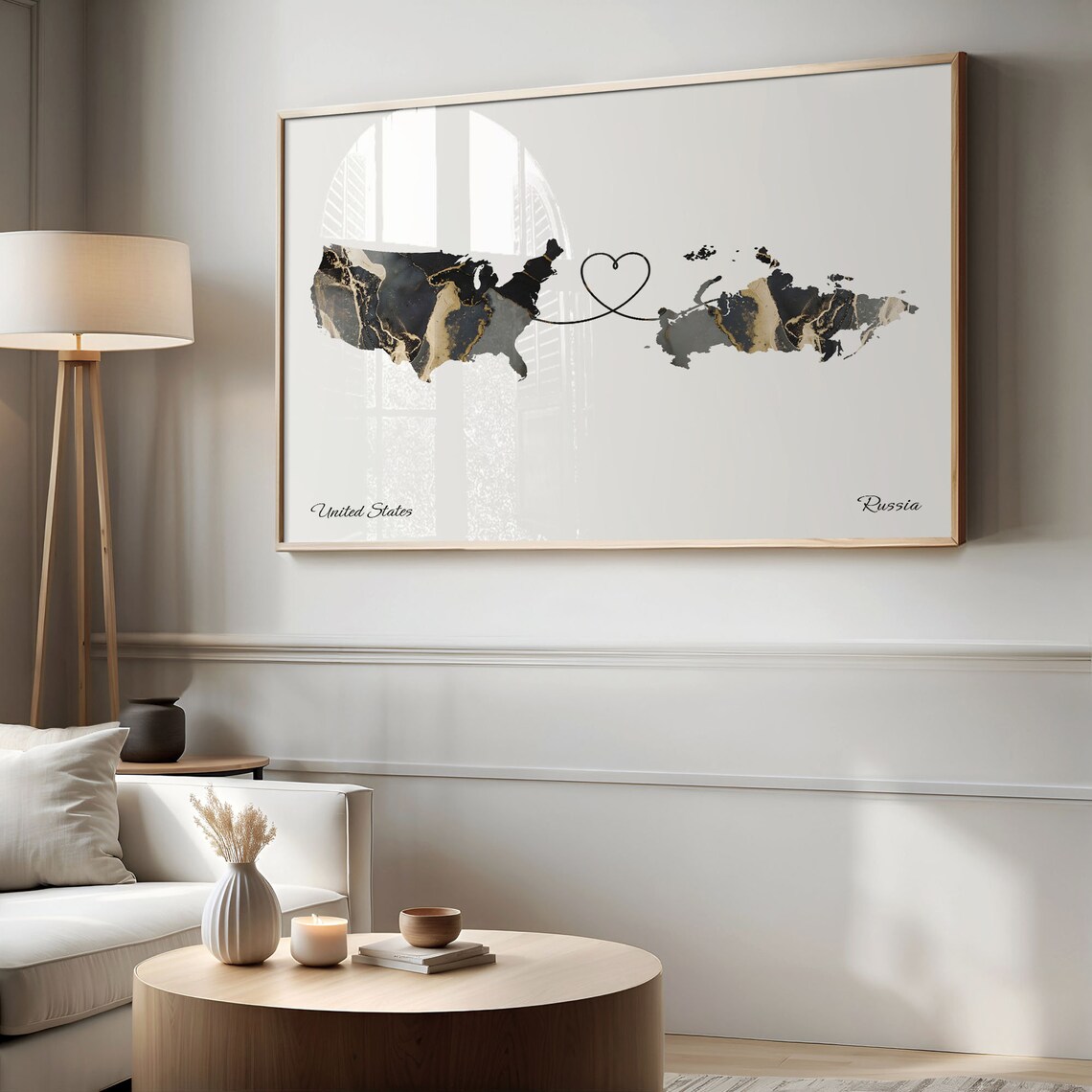 USA to Russia Map Poster, Russian Gift Wall Art - Image 2