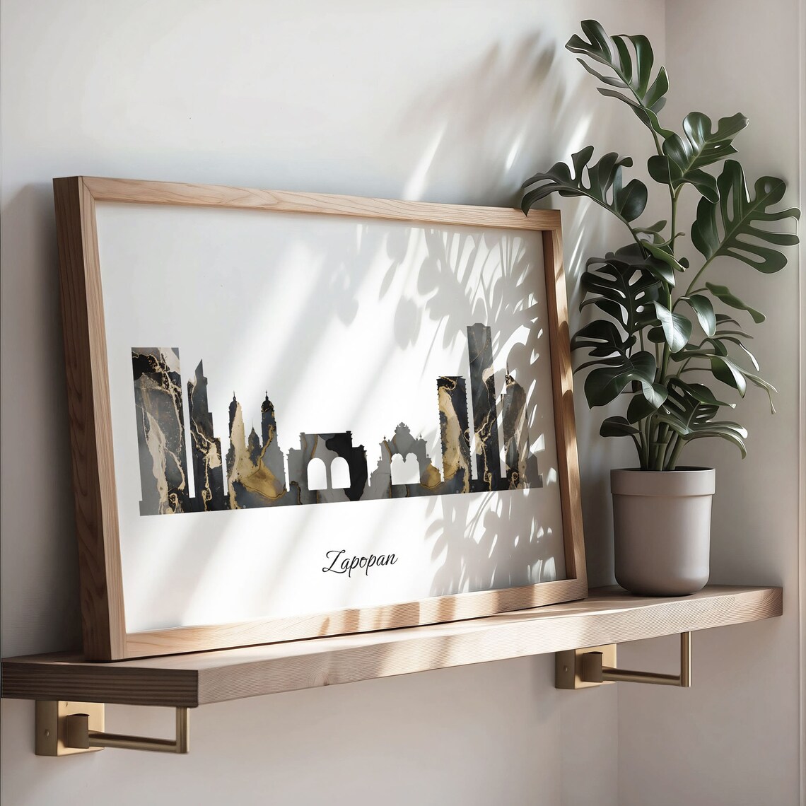 Zapopan Luxury Black Gold Marble City Skyline Silhouette Poster - Image 3