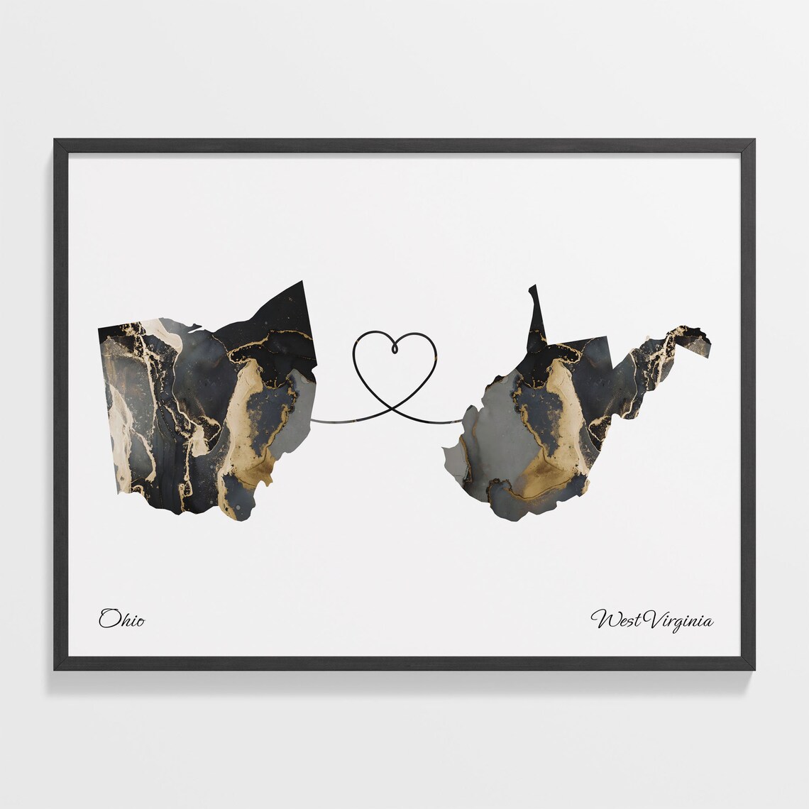 Ohio to West Virginia Map Travel Poster
