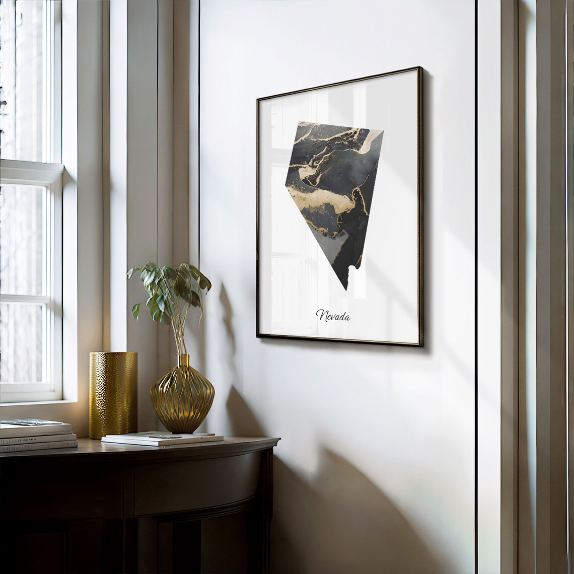Nevada Map Poster, Elegant Black And Gold Travel Poster - Image 3
