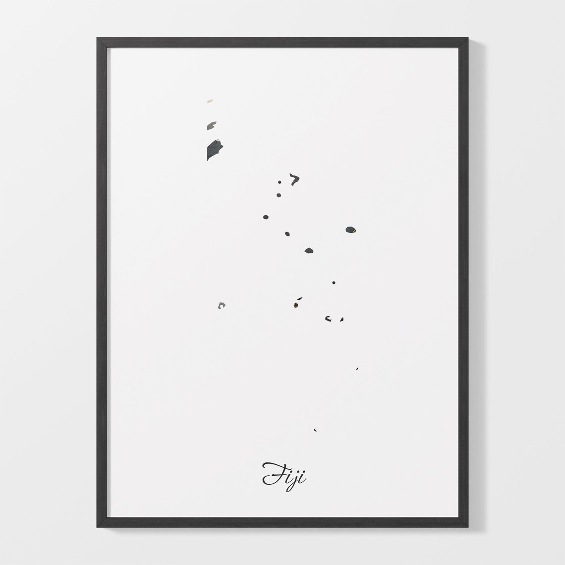 Fiji Modern Black Gold Marble Country Map Office Wall Decor Art Poster