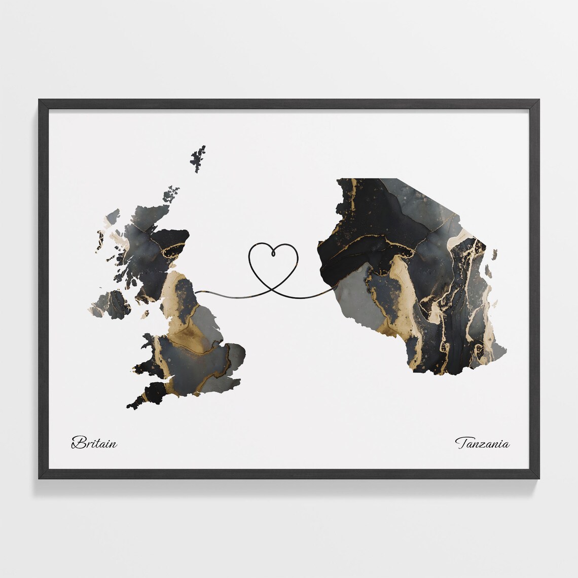 Britain To Tanzania Map Poster, Travel Art Print