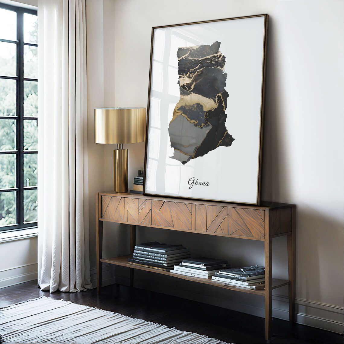 Ghana Country Map Black Gold Marble Beautiful Elegant Art Poster - Image 4