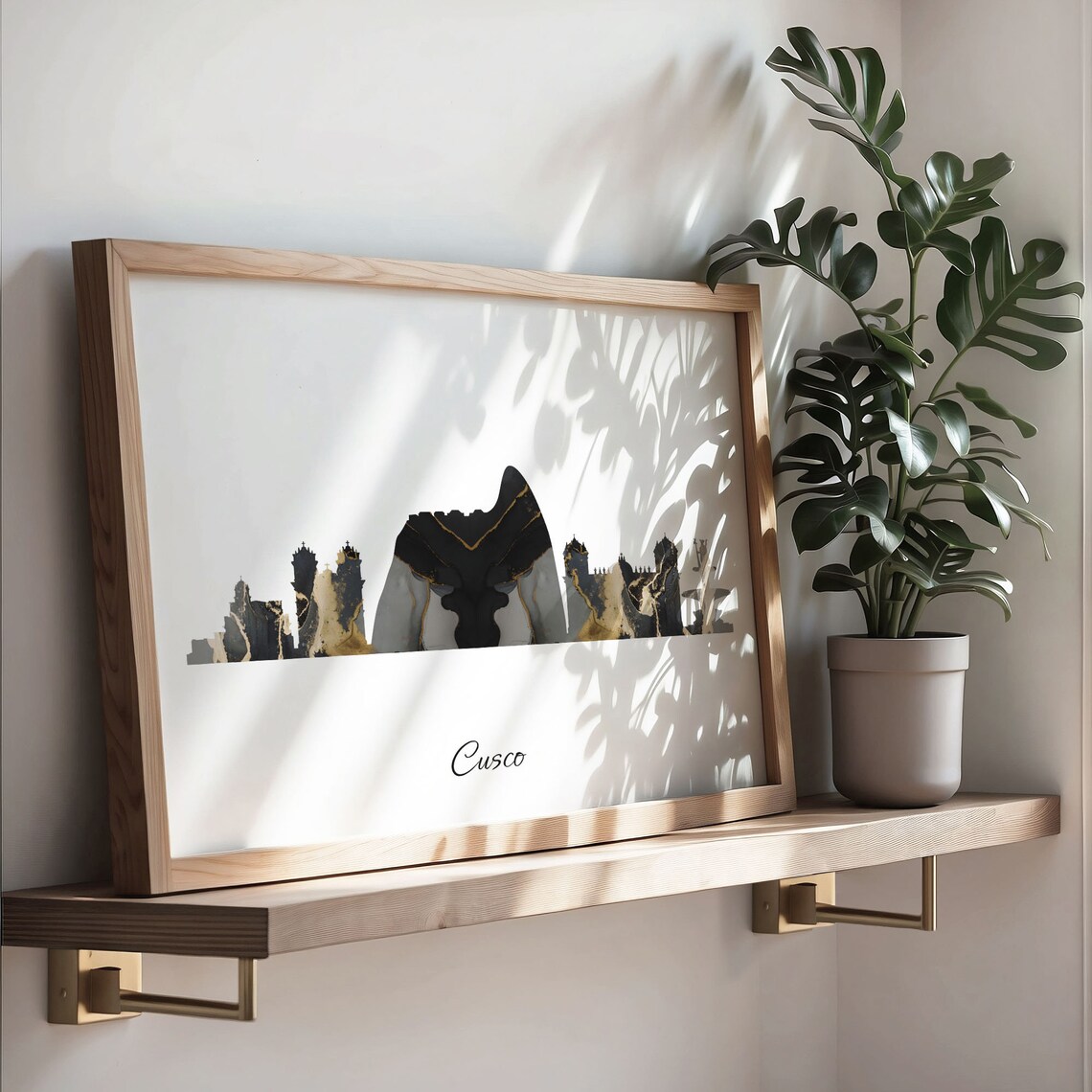 Cusco Luxury Black Gold Marble City Skyline Silhouette Poster - Image 3