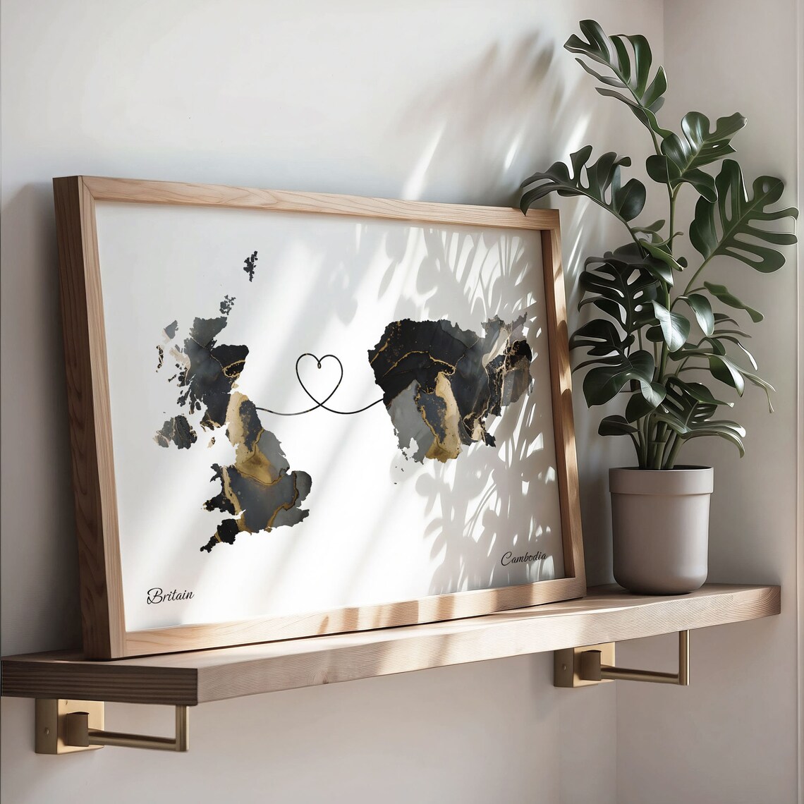 Britain To Cambodia Map Poster, Travel Wall Art - Image 3