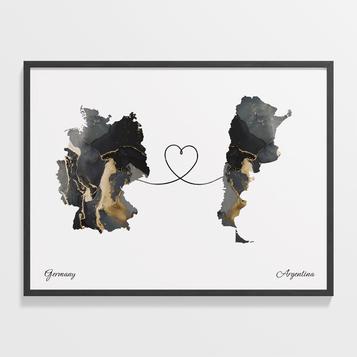 Germany To Argentina Map Poster, Travel Art Print