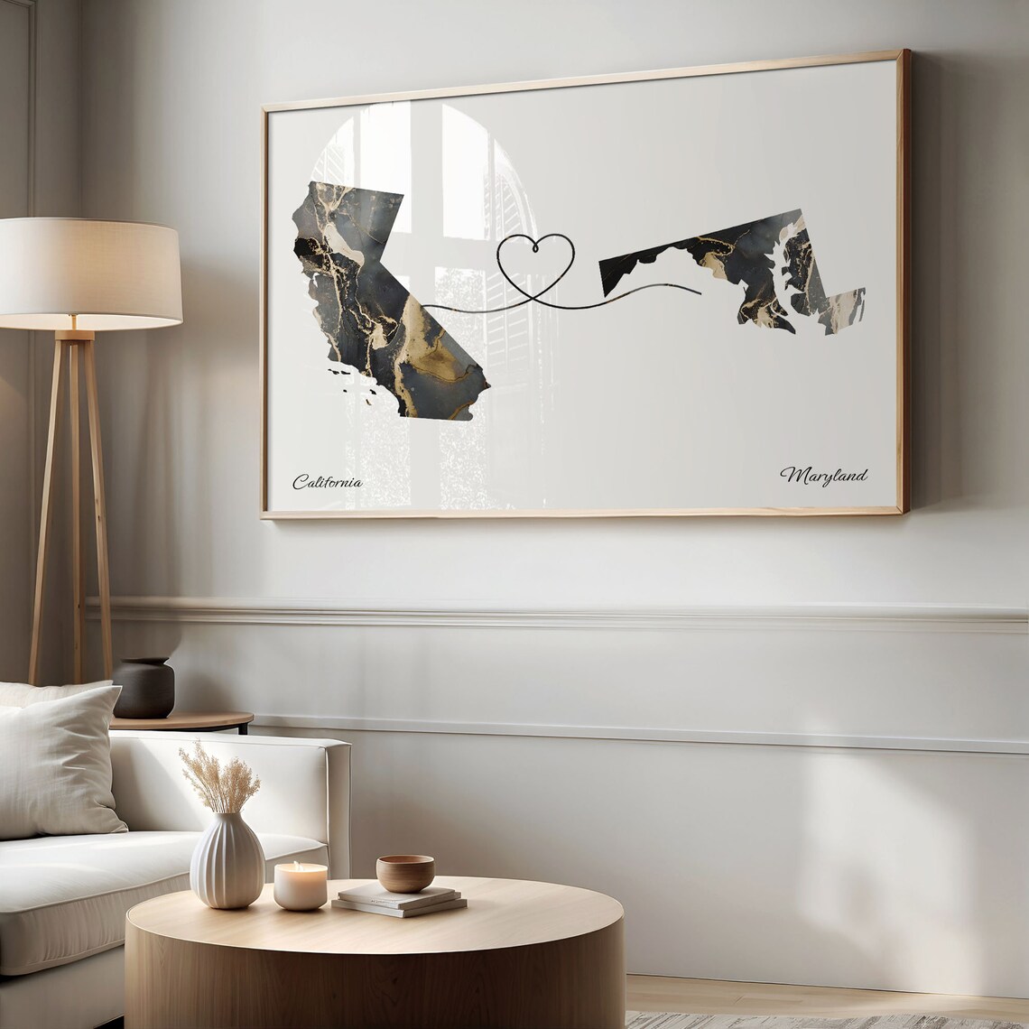 California To Maryland Map Poster, Travel Art Print - Image 2