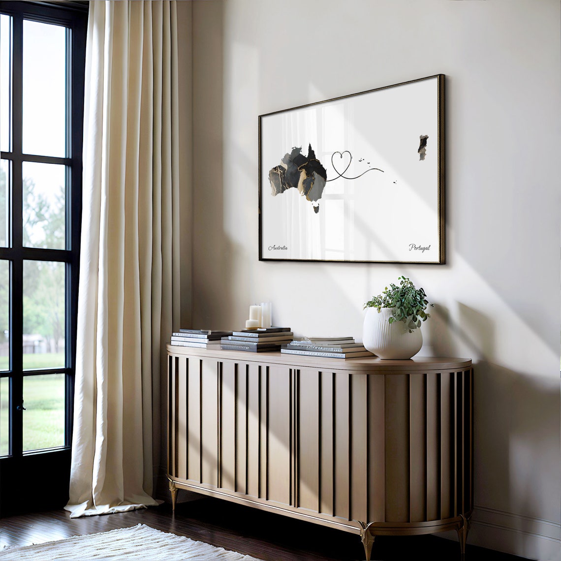 Australia Portugal Marble Two Countries Heart Connection Art Poster - Image 4