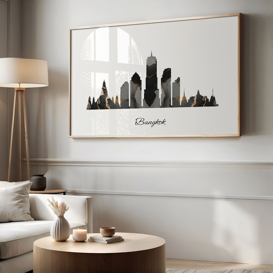 Bangkok Thailand Marble Skyline Black Gold Minimalist Cityscape Poster - Image 2