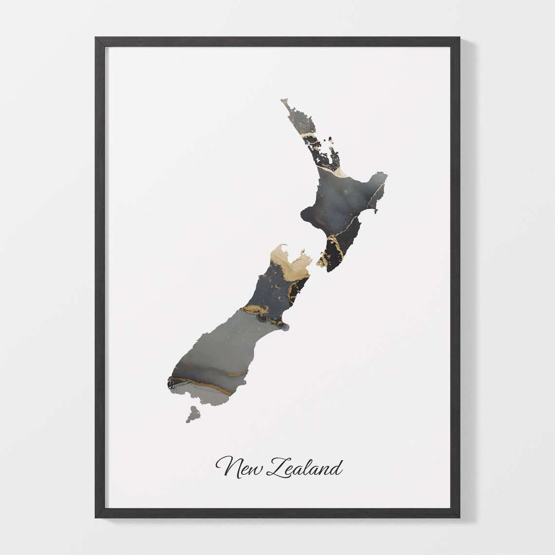 New Zealand Art Print, Abstract Map Poster