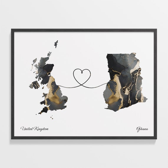 United Kingdom To Ghana Travel Map Poster